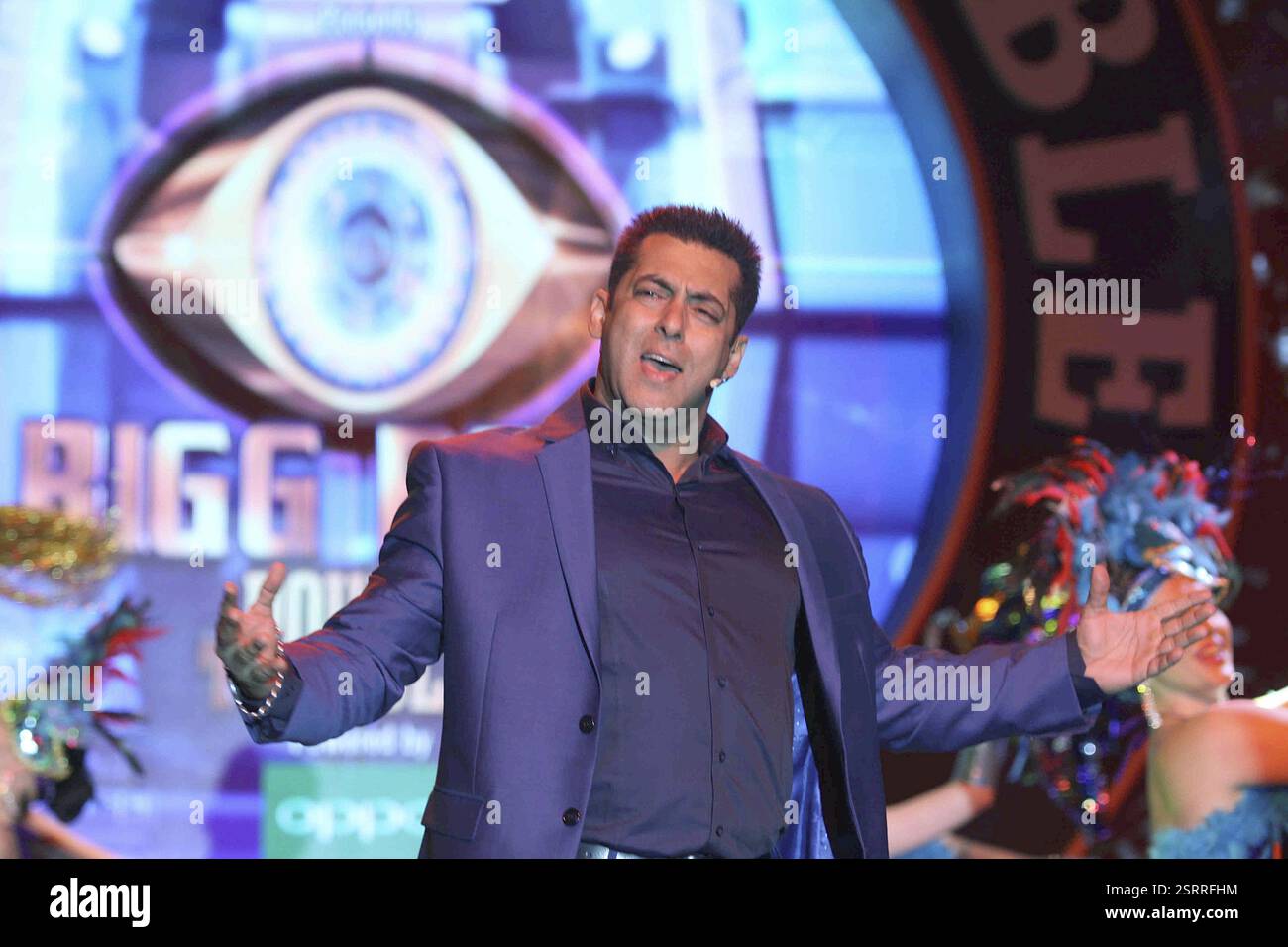 Bollywood-Schauspieler Salman Khan während der Pressekonferenz mit Einführung des Reality TV-Show Bigg Boss Saison 9, in Mumbai Stockfoto