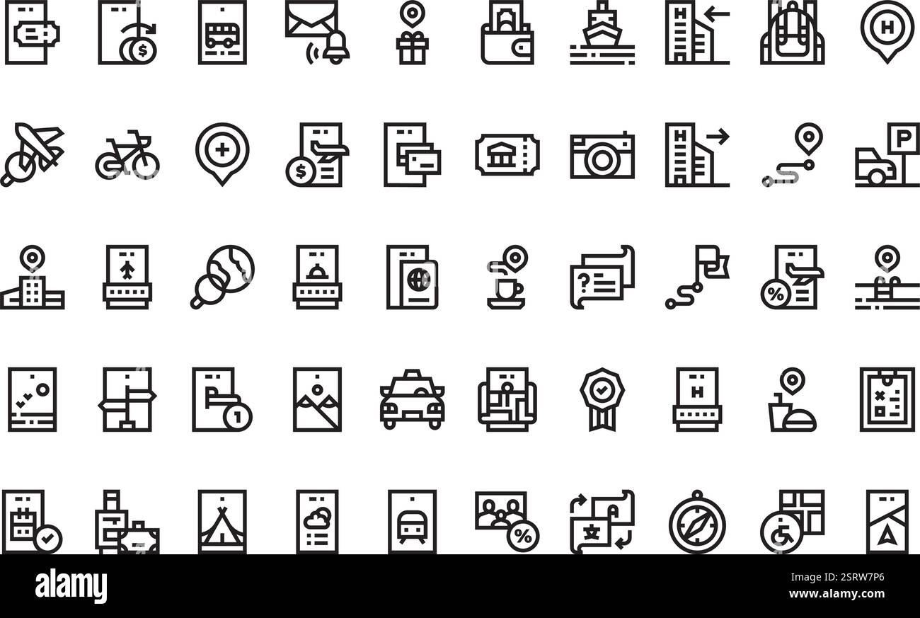 Hochwertige Sammlung von Vektorsymbolen mit editierbarer Kontur. Ideal für professionelle und kreative Projekte. Stock Vektor