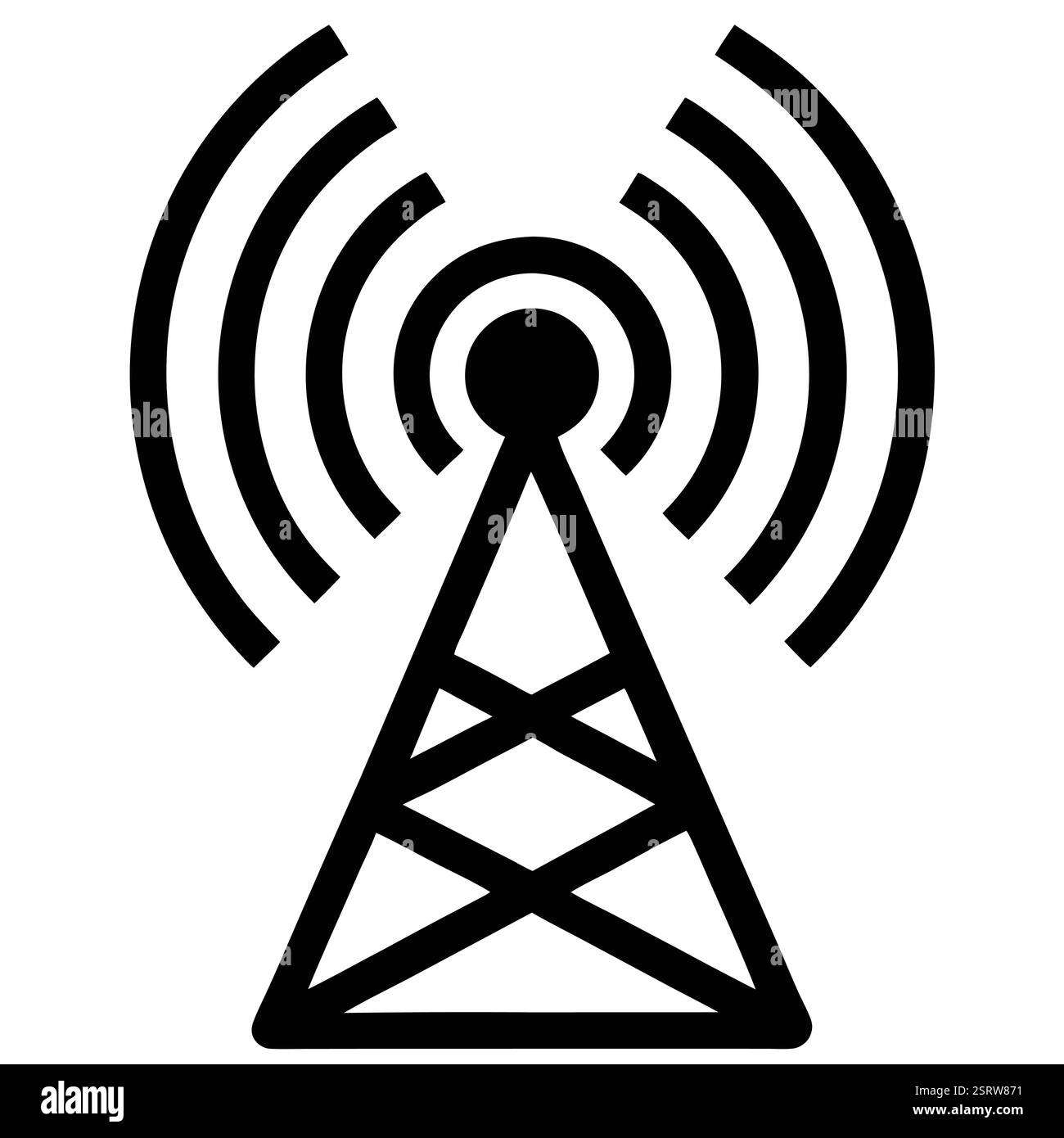 Einfaches Schwarzweiß-Funkturm-Symbol Stock Vektor