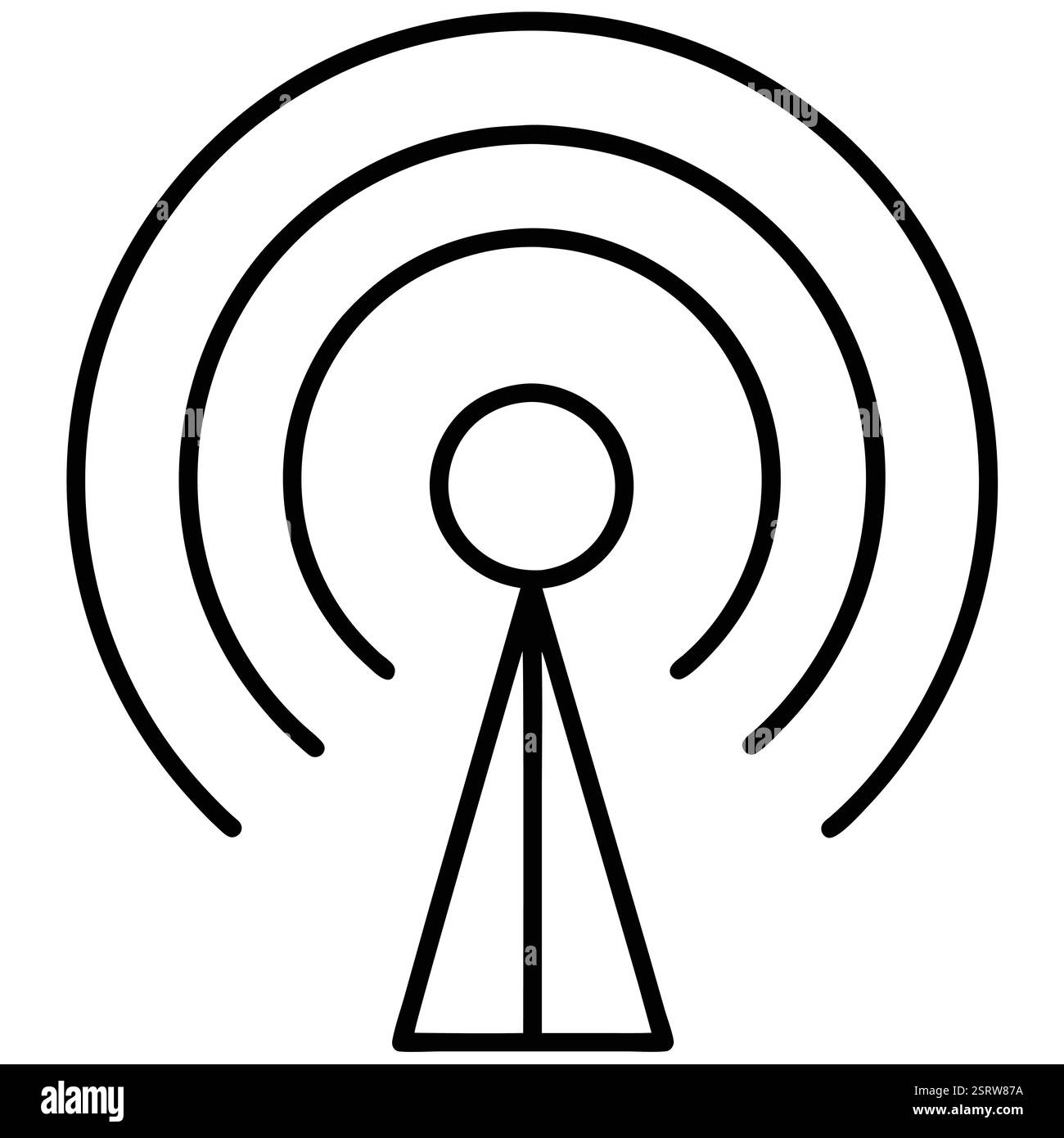 Einfaches Schwarzweiß-Funkturm-Symbol Stock Vektor