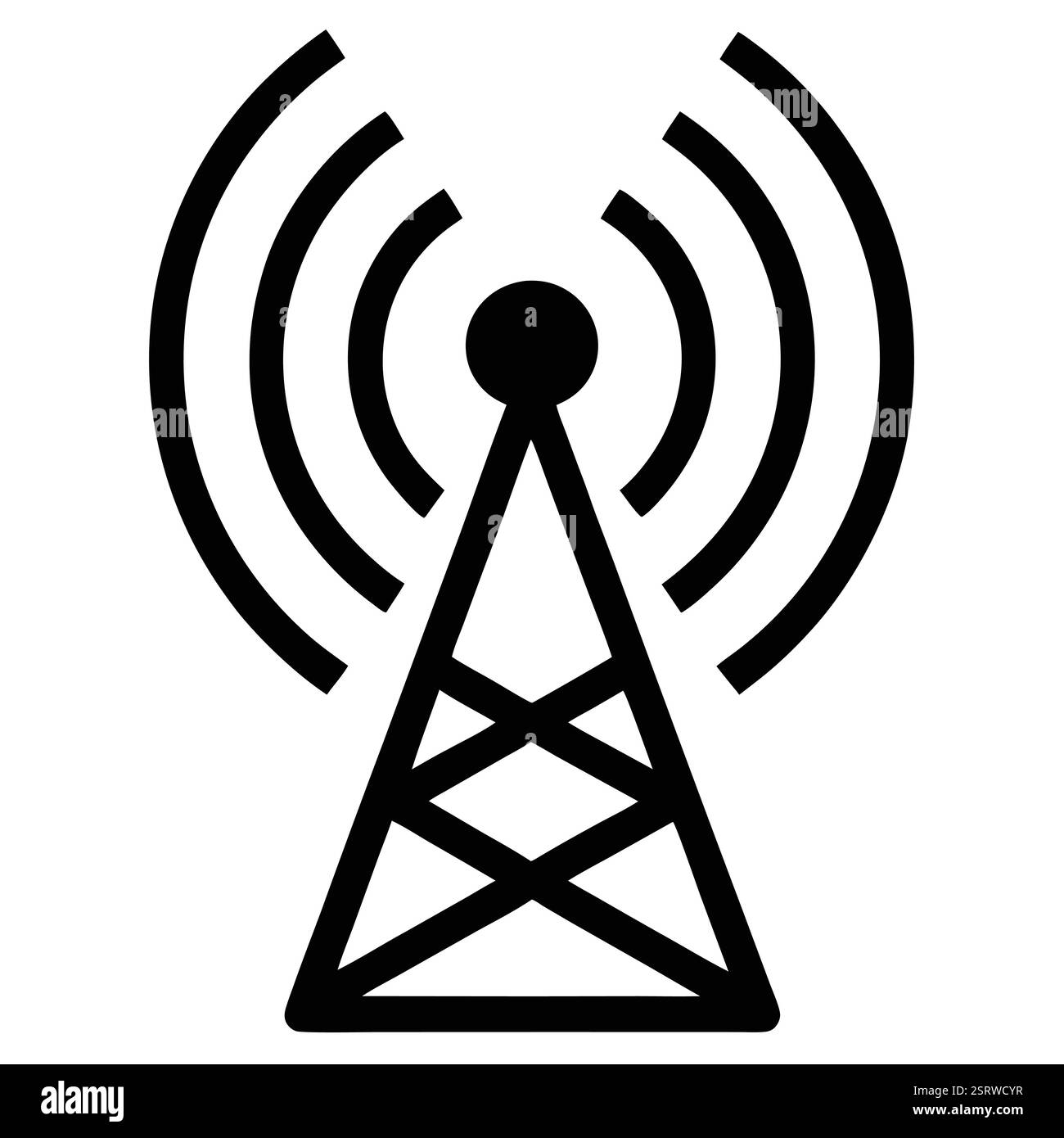 Einfaches Schwarzweiß-Funkturm-Symbol Stock Vektor