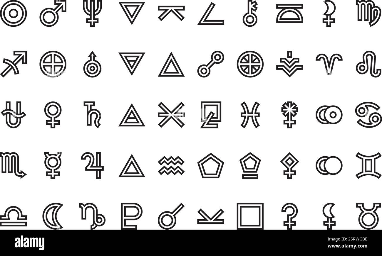 Hochwertige Sammlung von Vektorsymbolen mit editierbarer Kontur. Ideal für professionelle und kreative Projekte. Stock Vektor