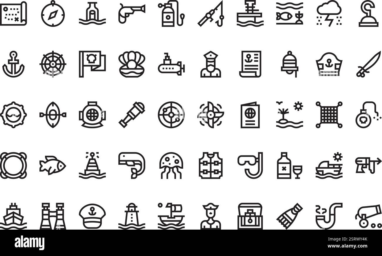 Hochwertige Sammlung von Vektorsymbolen mit editierbarer Kontur. Ideal für professionelle und kreative Projekte. Stock Vektor