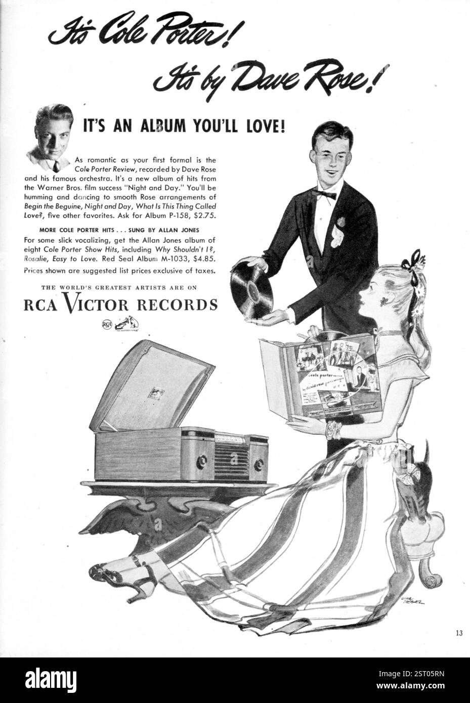 Ein Album mit mehreren Schallplatten aus einem kürzlich veröffentlichten Film NIGHT AND DAY , ein Biopic, das lose auf dem Leben des Komponisten COLE PORTER basiert. Die Musik auf den CDs des DAVID ROSE ORCHESTRA Datum: 1946 Stockfoto