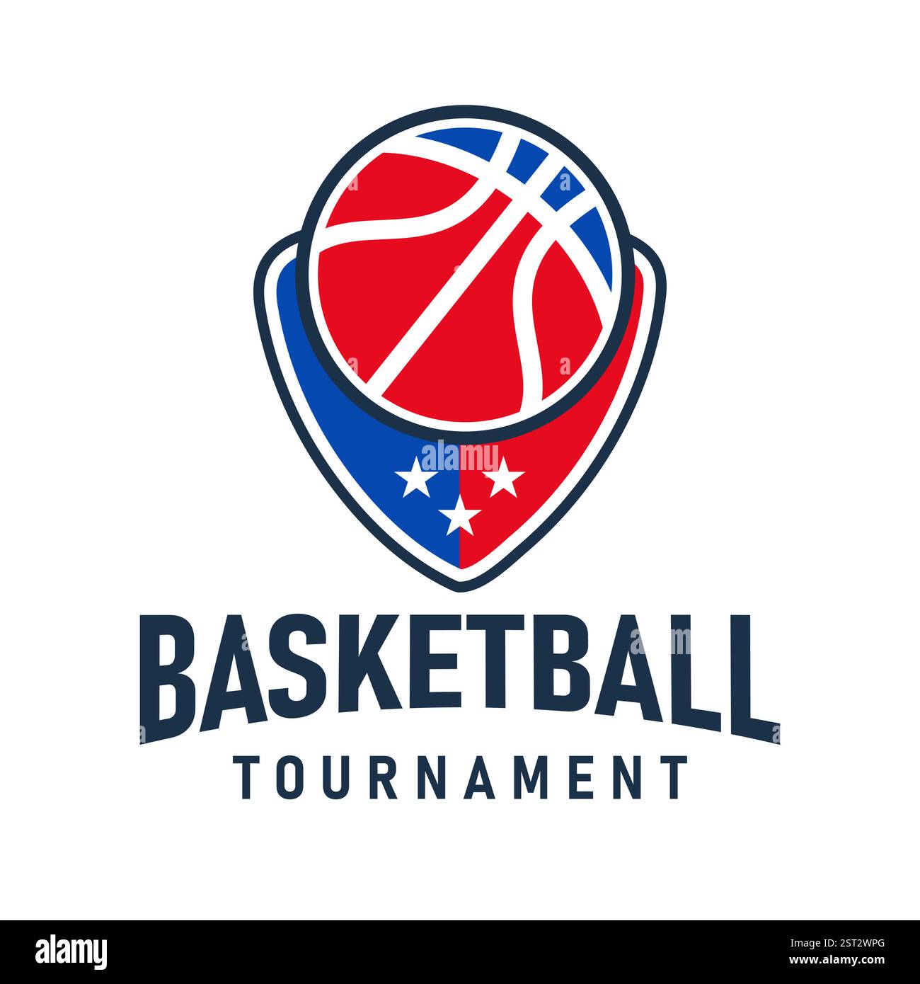 American Sports Basketballclub-Logo, Emblem, Design mit Ball. Vektor-Illustration für Sportabzeichen Stock Vektor