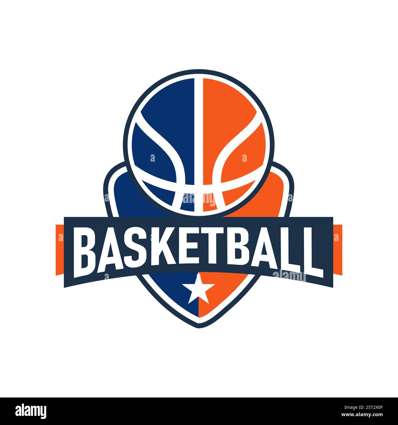 American Sports Basketballclub-Logo, Emblem, Design mit Ball. Vektor-Illustration für Sportabzeichen Stock Vektor