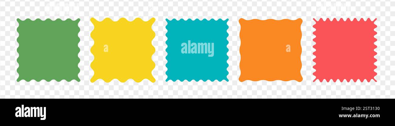 Gezackter Aufkleber oder Stempelsatz mit welligen Kanten Stock Vektor