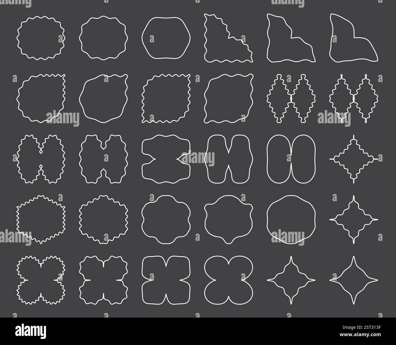 Kollektion mit gewellten Kanten und trendigen geometrischen Formen. Stock Vektor