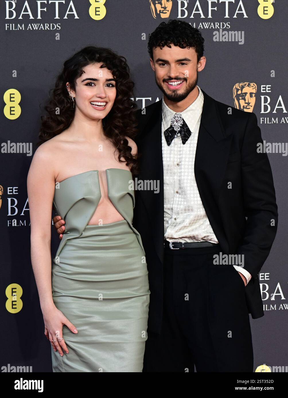 LONDON, GROSSBRITANNIEN. Februar 2025. Asha Banks und Matthew Broome bei den EE BAFTA Film Awards 2025 in der Royal Festival Hall, London, Großbritannien. (Foto von 李世惠/siehe Li/Picture Capital) Credit: Siehe Li/Picture Capital/Alamy Live News Stockfoto