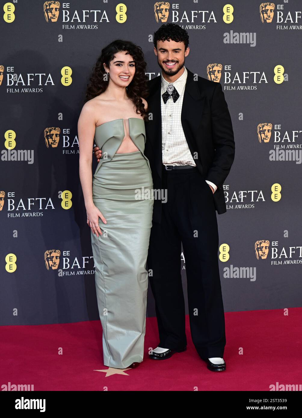 LONDON, GROSSBRITANNIEN. Februar 2025. Asha Banks und Matthew Broome bei den EE BAFTA Film Awards 2025 in der Royal Festival Hall, London, Großbritannien. (Foto von 李世惠/siehe Li/Picture Capital) Credit: Siehe Li/Picture Capital/Alamy Live News Stockfoto