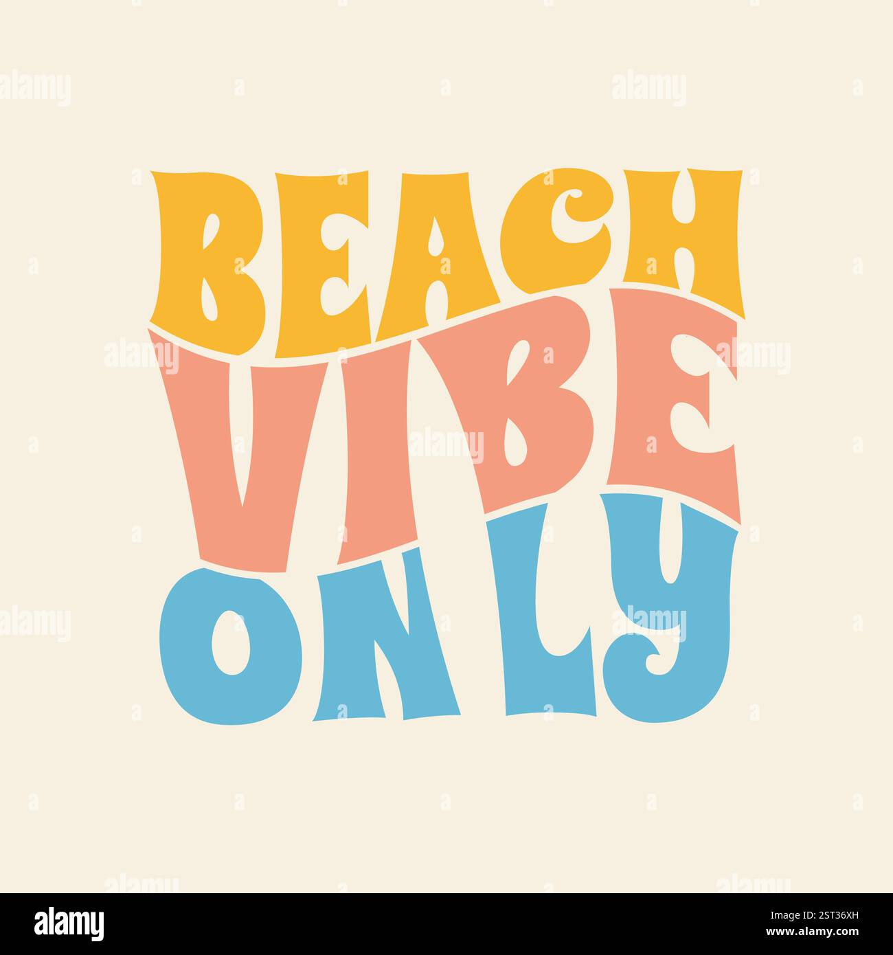 Beach Vibes nur Typografie-Logo für Strandliebhaber-T-Shirt, Aufkleber, Etikett, Tag. Sommer Motivational Zitat Vektor Illustration mit Surfbrett. Stock Vektor