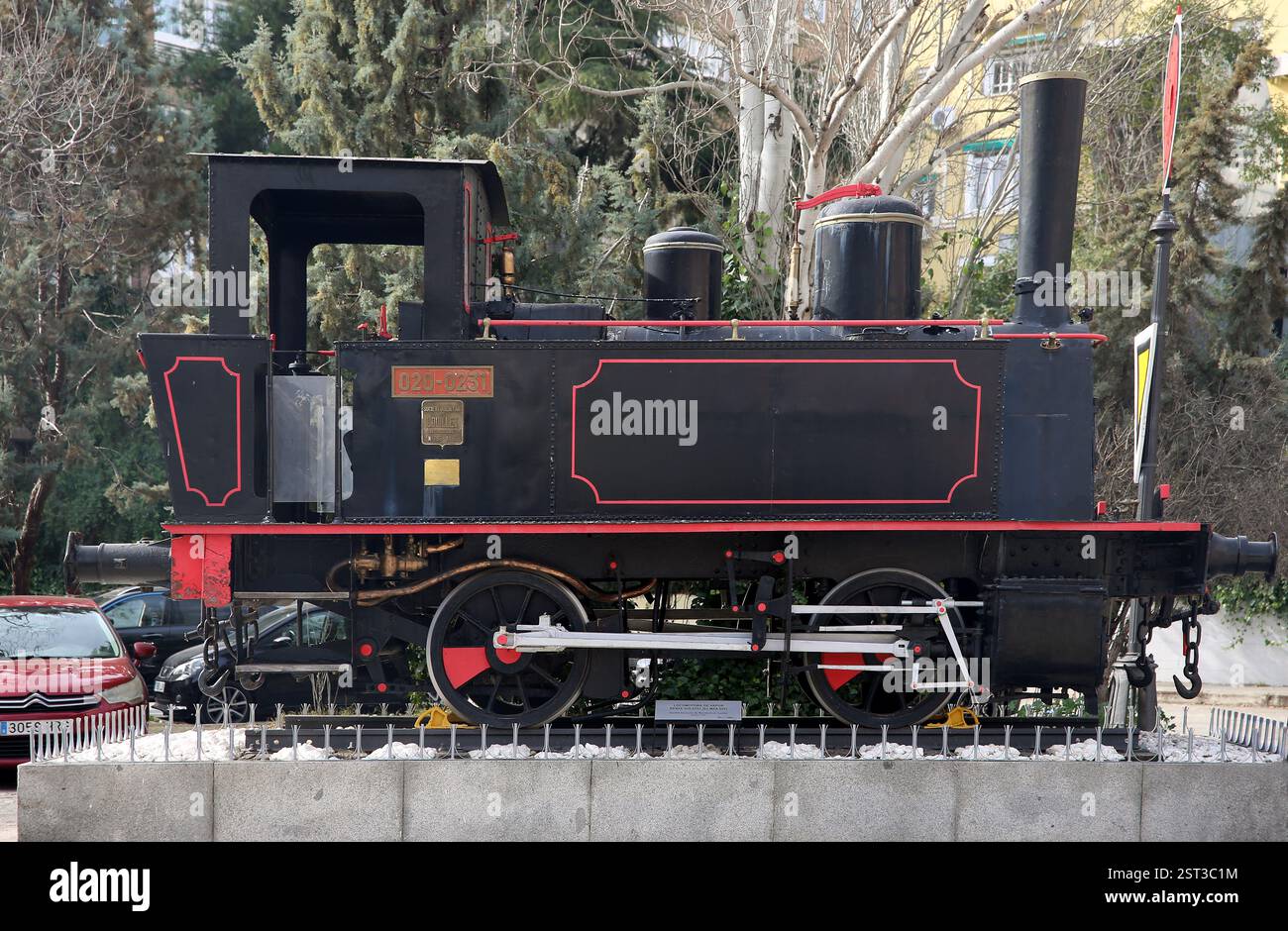 Dampflokomotive. Renfe. 020-0231 (ex MZA 601). Société Anonyme de Marcinelle & Couillet (Belgien, 1885). Eisenbahnmuseum, Madrid. Spanien. Stockfoto