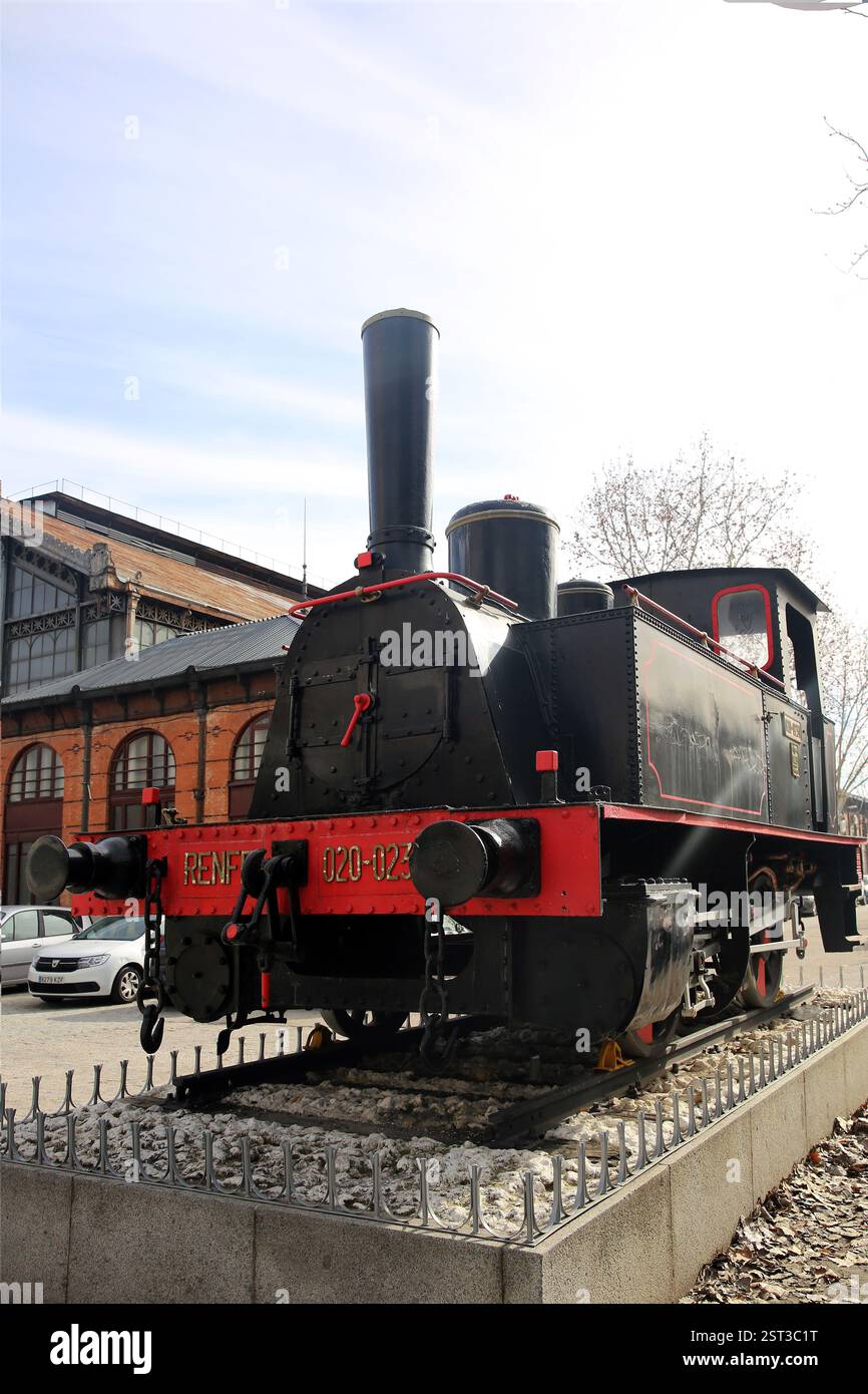 Dampflokomotive. Renfe. 020-0231 (ex MZA 601). Société Anonyme de Marcinelle & Couillet (Belgien, 1885). Eisenbahnmuseum, Madrid. Spanien. Stockfoto