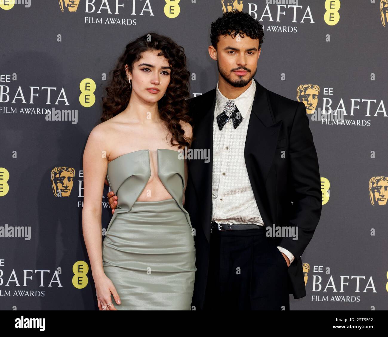 London, Großbritannien. Februar 2025. Asha Banks und Matthew Broome bei den BAFTA: British Academy Film Awards 2025 in der Royal Festival Hall in Waterloo, London, Vereinigtes Königreich Credit: SOPA Images Limited/Alamy Live News Stockfoto
