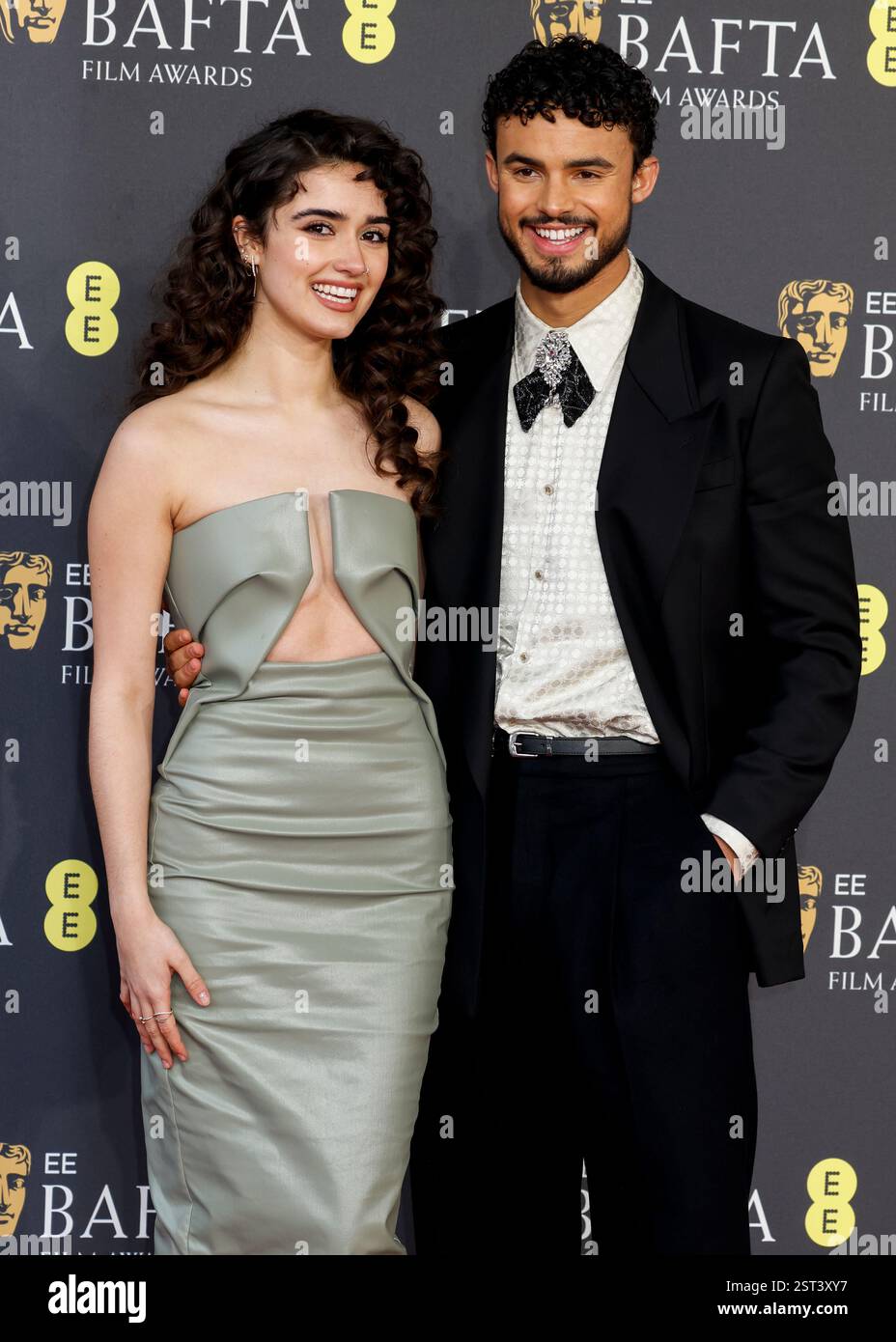London, Großbritannien. Februar 2025. Asha Banks und Matthew Broome bei den BAFTA: British Academy Film Awards 2025 in der Royal Festival Hall in Waterloo, London, Großbritannien (Foto: Cat Morley/SOPA Images/SIPA USA) Credit: SIPA USA/Alamy Live News Stockfoto