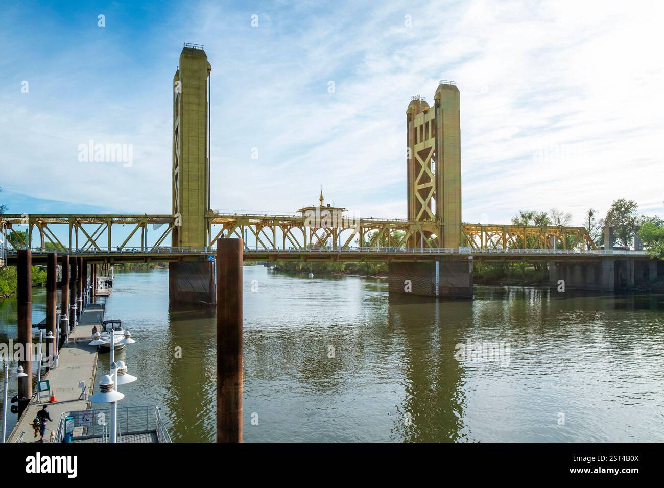 Tower Bridge in Old Waterfront Sacramento, CA Stockfoto