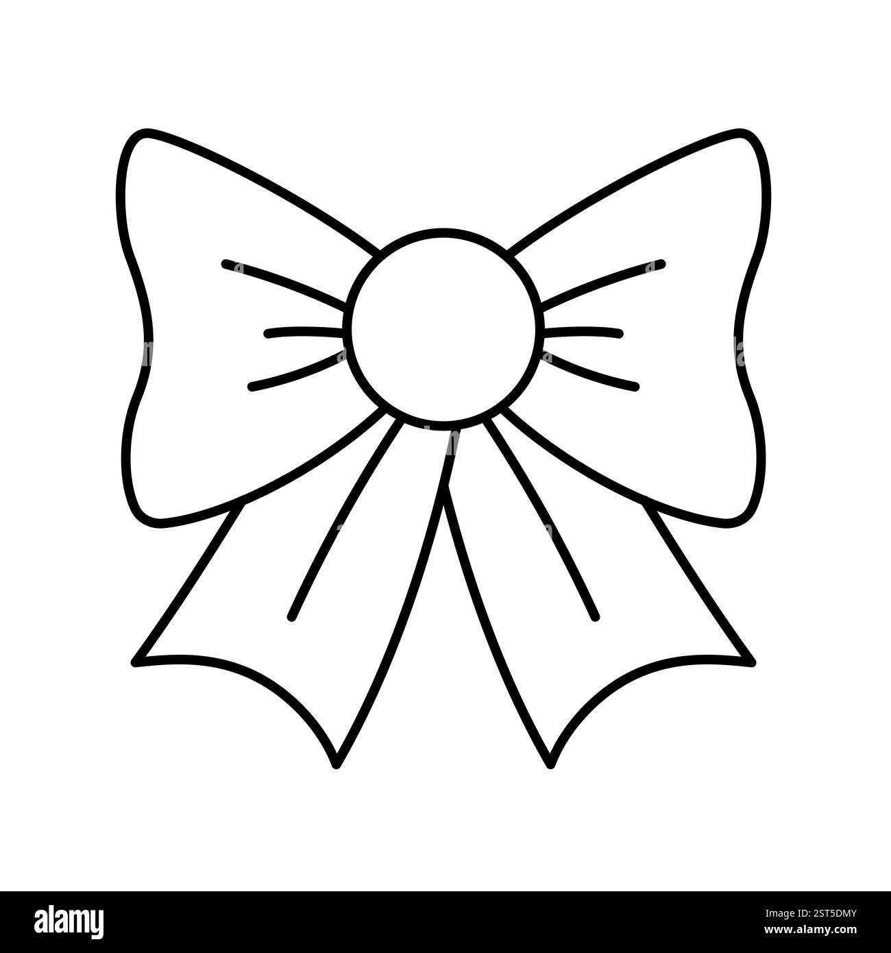 Symbol mit handgezeichneter, gebundener Schleife. Band im Doodle-Stil. Dekorationselement der Modellstruktur. Isoliert auf weiß. Vektor Stock Vektor