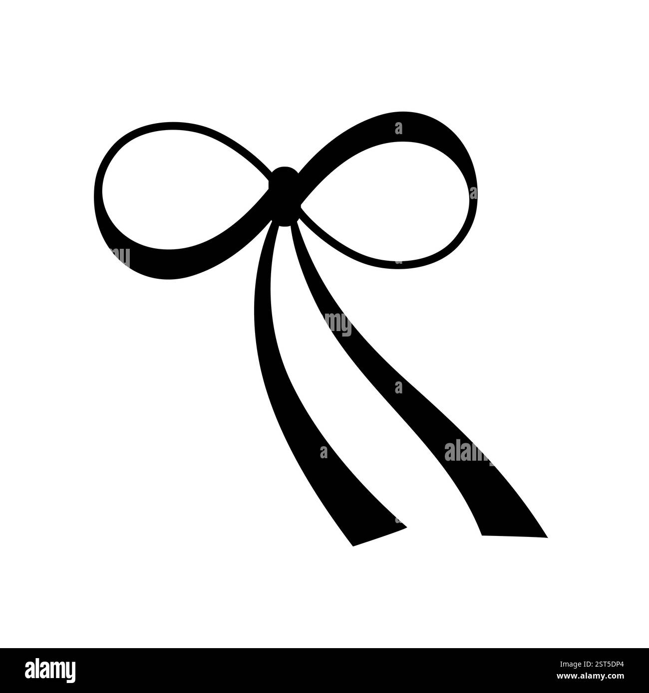Symbol mit handgezeichneter, gebundener Schleife. Silhouette mit gebundenem Band im Doodle-Stil. Dekorationselement der Modellstruktur. Isoliert auf weiß. Vektor Stock Vektor
