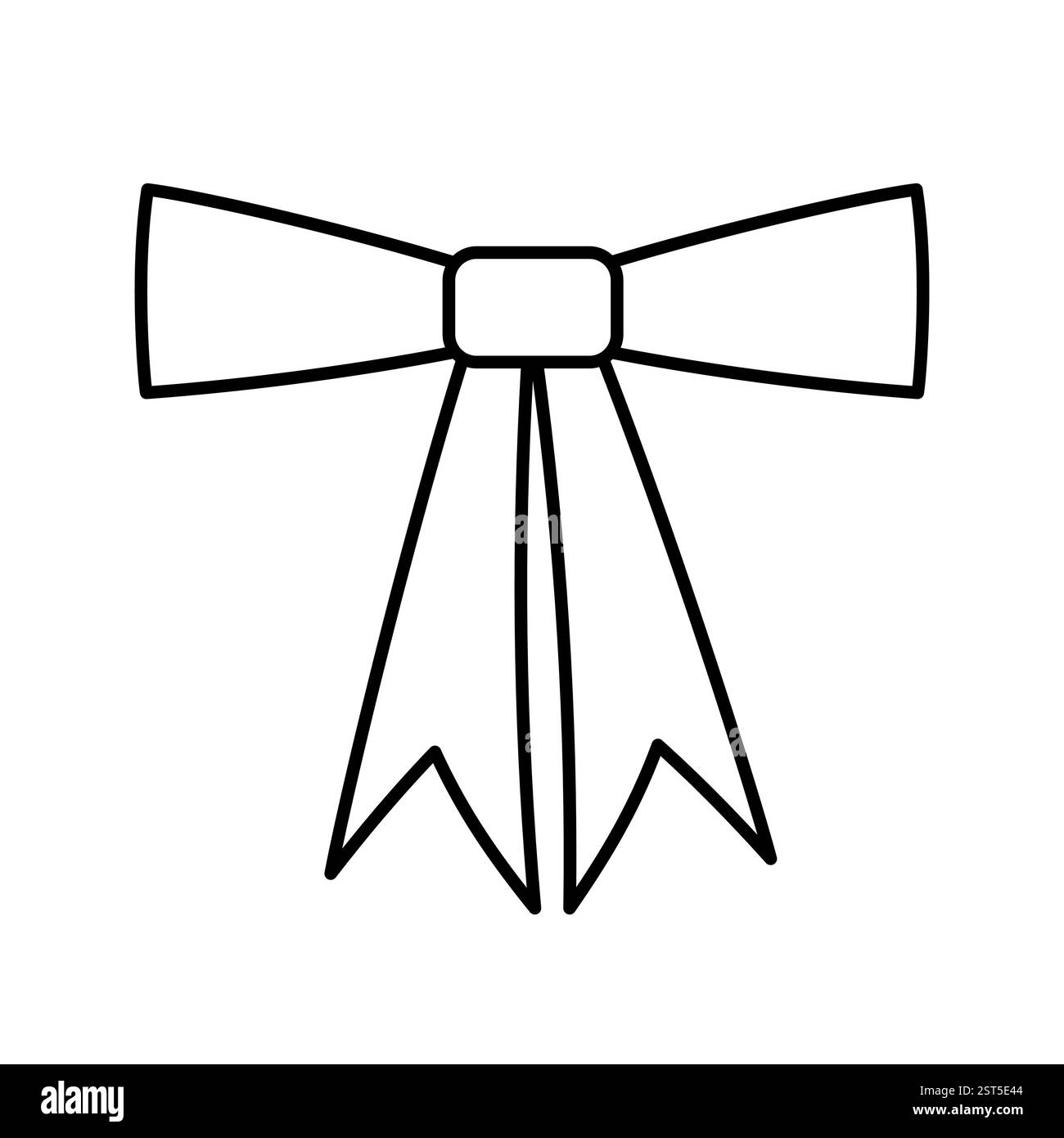 Symbol mit handgezeichneter, gebundener Schleife. Geometrisch gebundenes Band im Doodle-Stil. Dekorationselement der Modellstruktur. Isoliert auf weiß. Vektor Stock Vektor