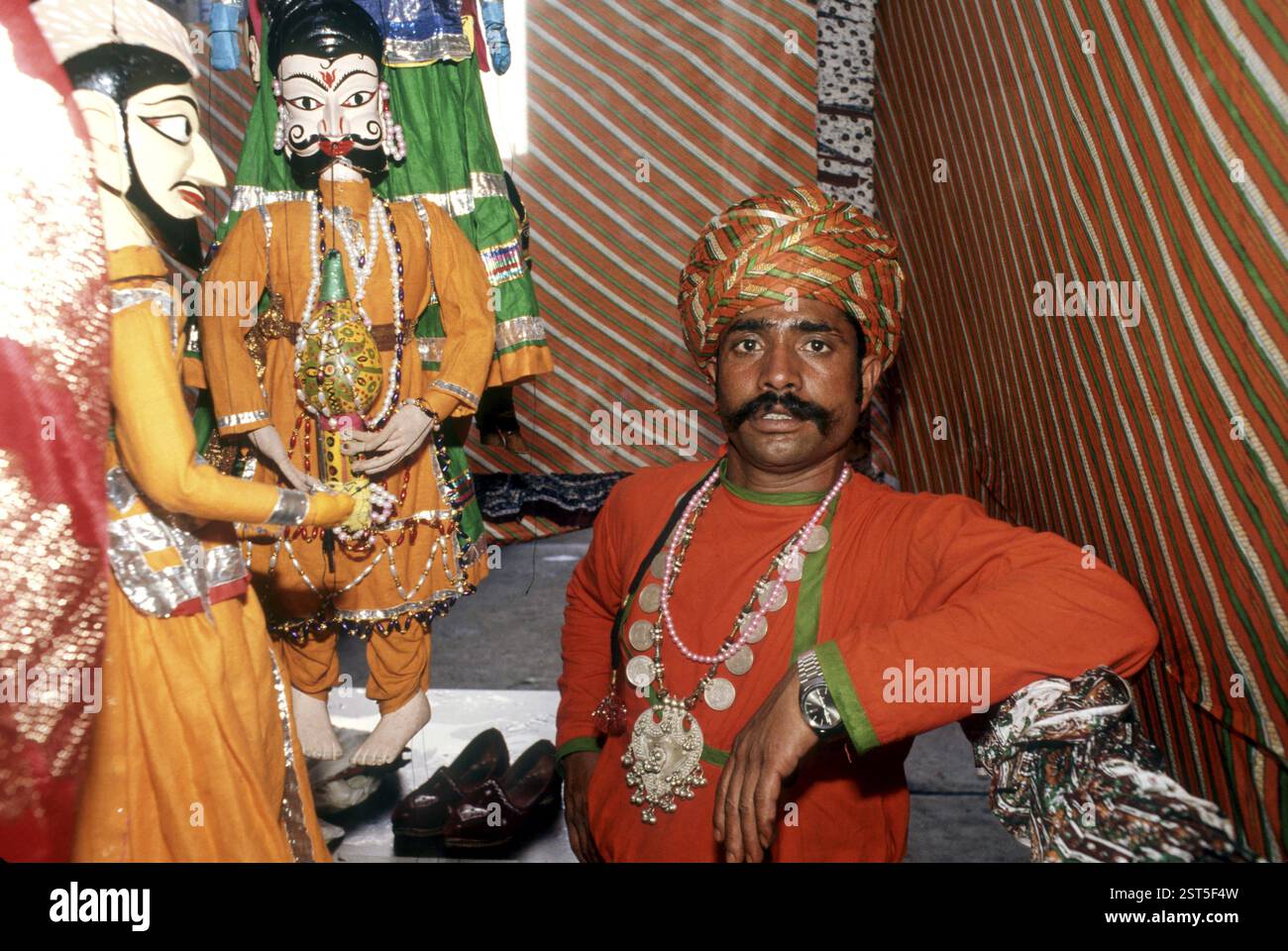 Puppenspieler in rajasthan Indien, Asien Stockfoto