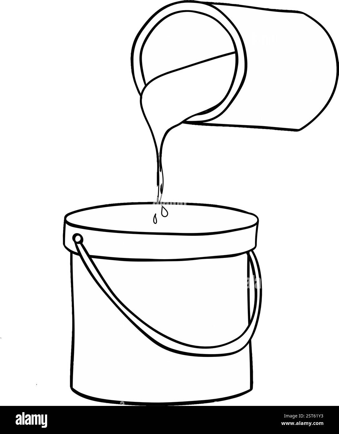 Gefüllter kann grafische Linienvektorzusammensetzung malen. Zwei Dosen mit farbiger Illustration Stock Vektor