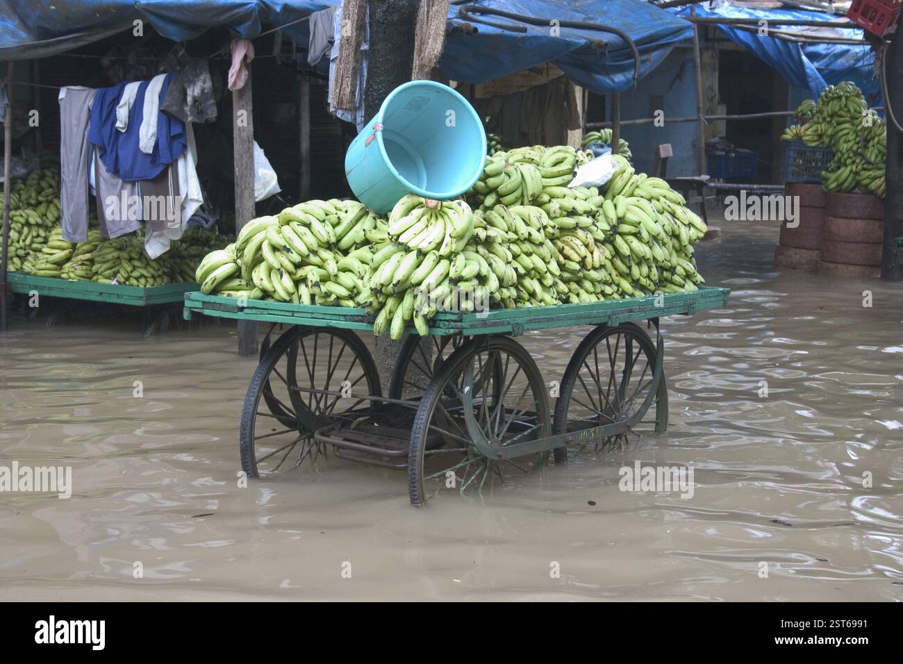 Überschwemmungen durch Starkregen, Monsun, Mumbai Bombay, Maharashtra, Indien, Bilder, die am 27. Juli 2005 in der Mira Road aufgenommen wurden. Rekordniederschlag von 944 mm in der Stadt. Stockfoto