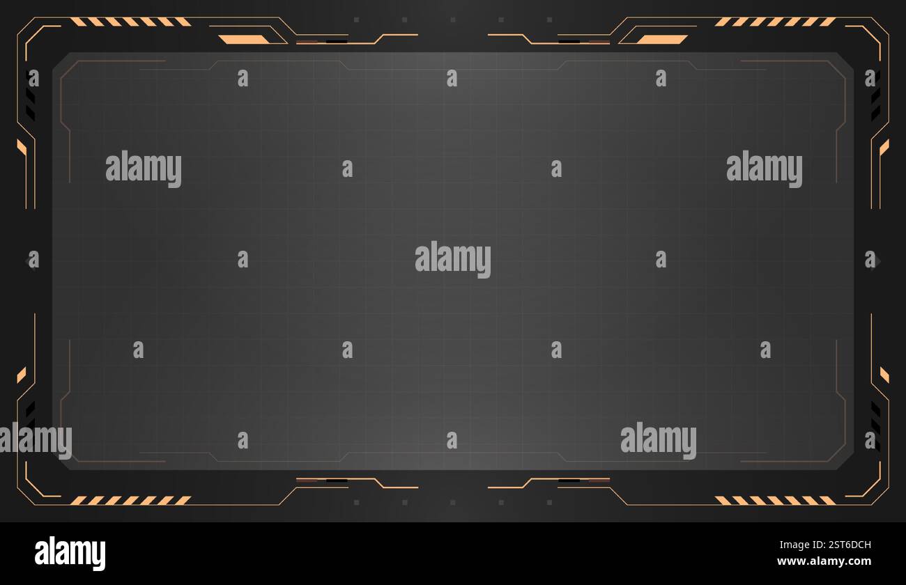 Graue HUD-Rahmen. Futuristische Vektor-Benutzeroberfläche. Moderne Technologie, digitales Schalttafeldesign. Stock Vektor