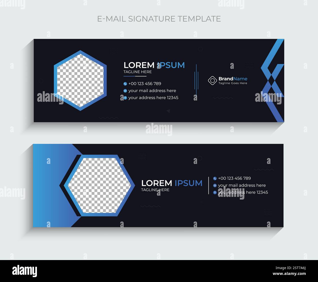 Moderne, kreative und minimalistische Design-Vorlage für E-Mail-Signatur oder E-Mail-Fußzeile. Professionelle, elegante geschäftliche E-Mail-Signatur. Stock Vektor