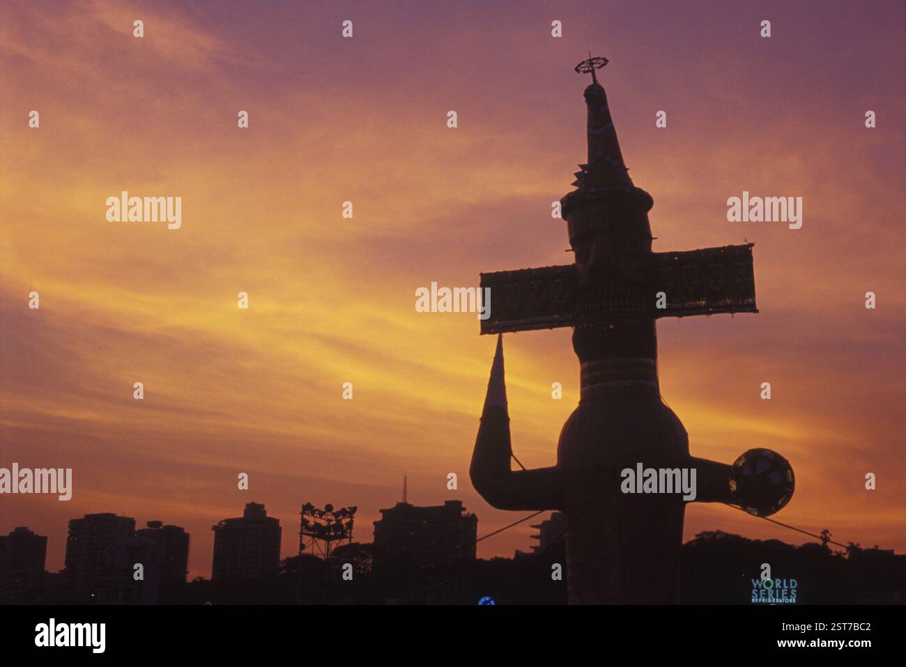 Ravana Bildnis während Dassera Festival in Indien Stockfoto
