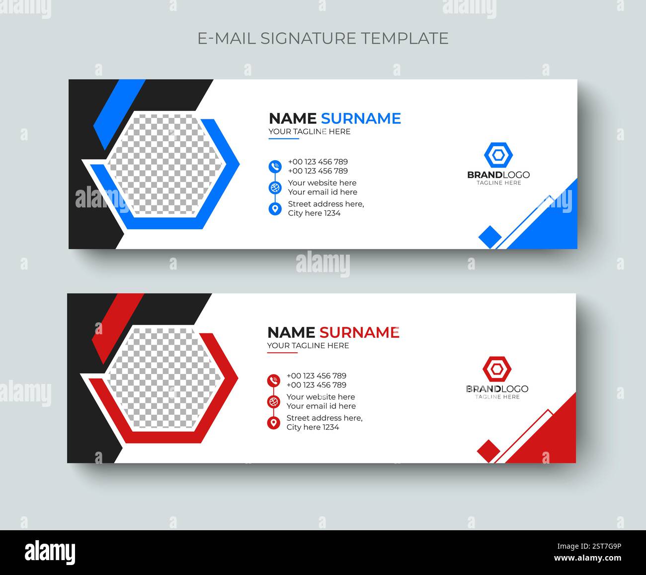 Geschäftliche E-Mail-Signatur oder E-Mail-Fußzeile und persönliche Vorlage für Social-Media-Cover. Professionelles E-Mail-Signaturdesign. Stock Vektor