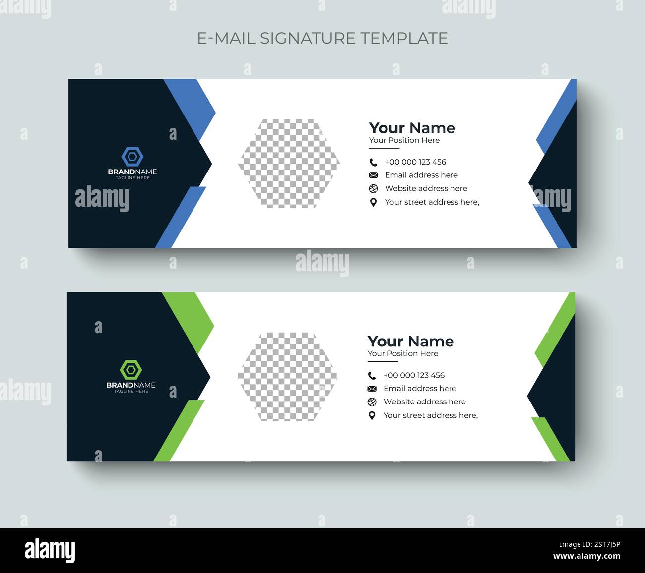 Geschäftliche E-Mail-Signatur oder E-Mail-Fußzeile und persönliche Vorlage für Social-Media-Cover. Professionelles E-Mail-Signaturdesign. Stock Vektor
