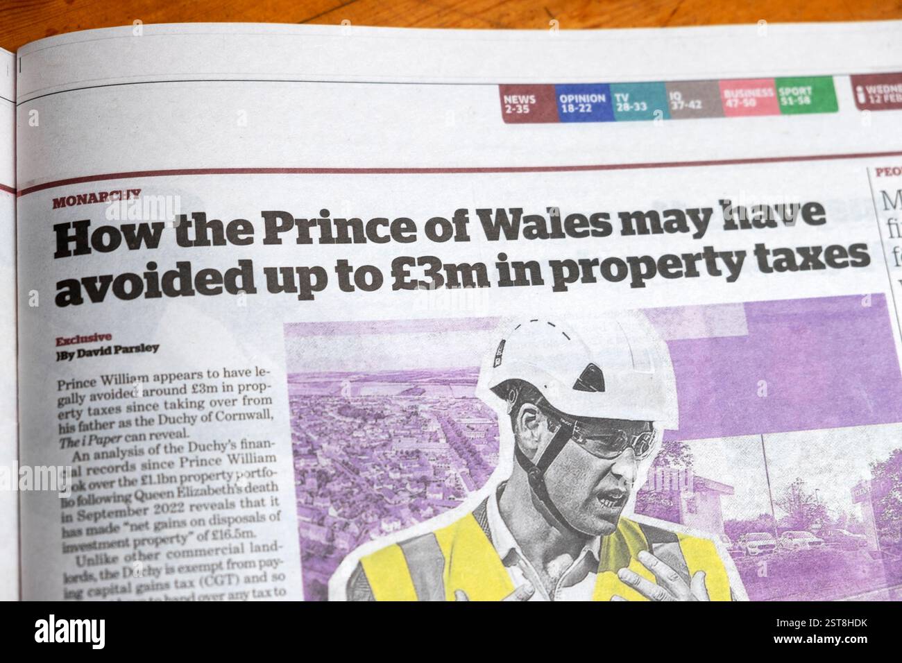 "Wie (William) der Prinz von Wales bis zu 3 Millionen Pfund an Grundsteuern vermieden haben kann" i Zeitung Schlagzeilen-Steuer artikel 12 Februar 2025 London UK Stockfoto