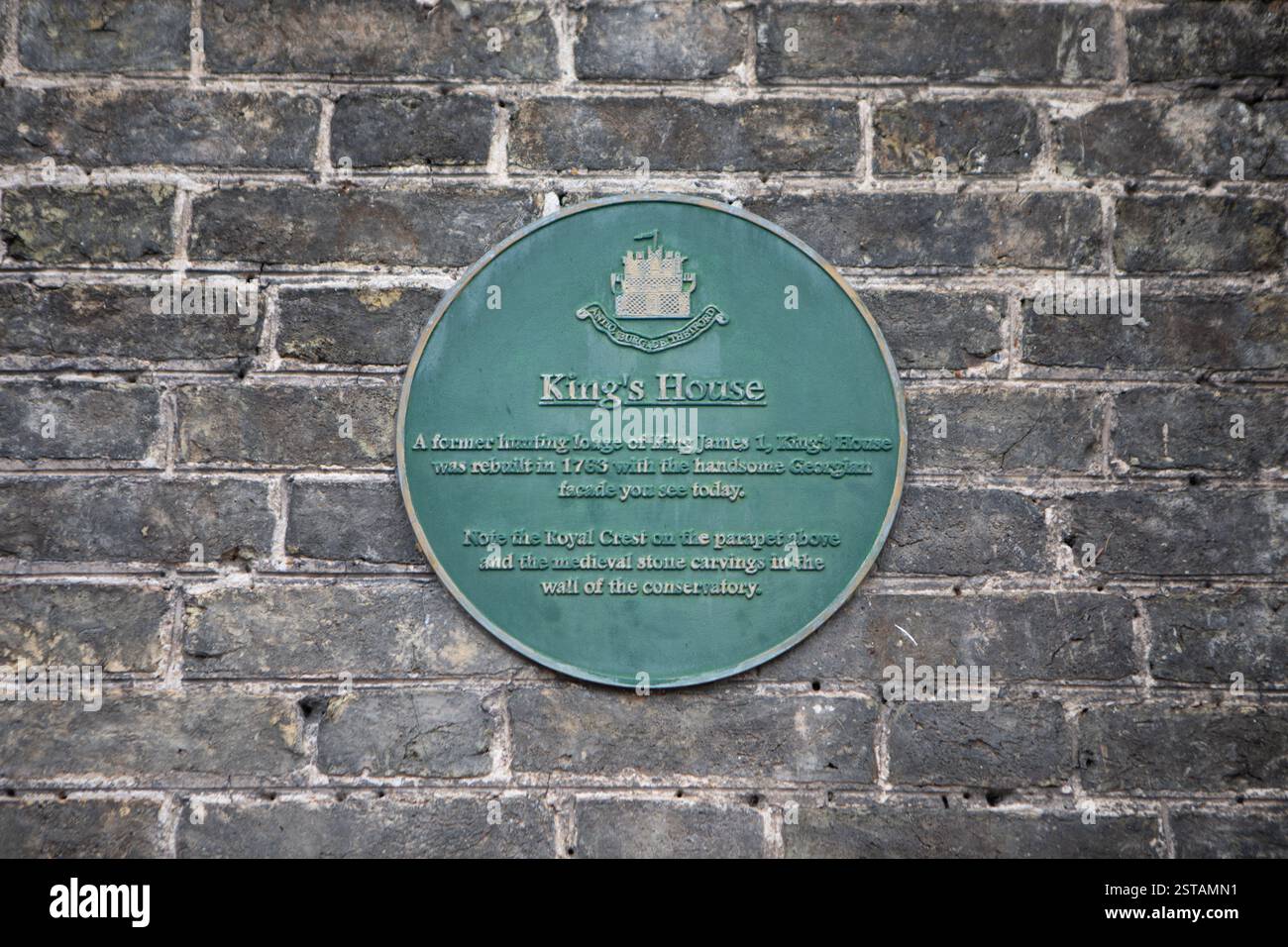 Kings House Plaque, Thetford Stockfoto