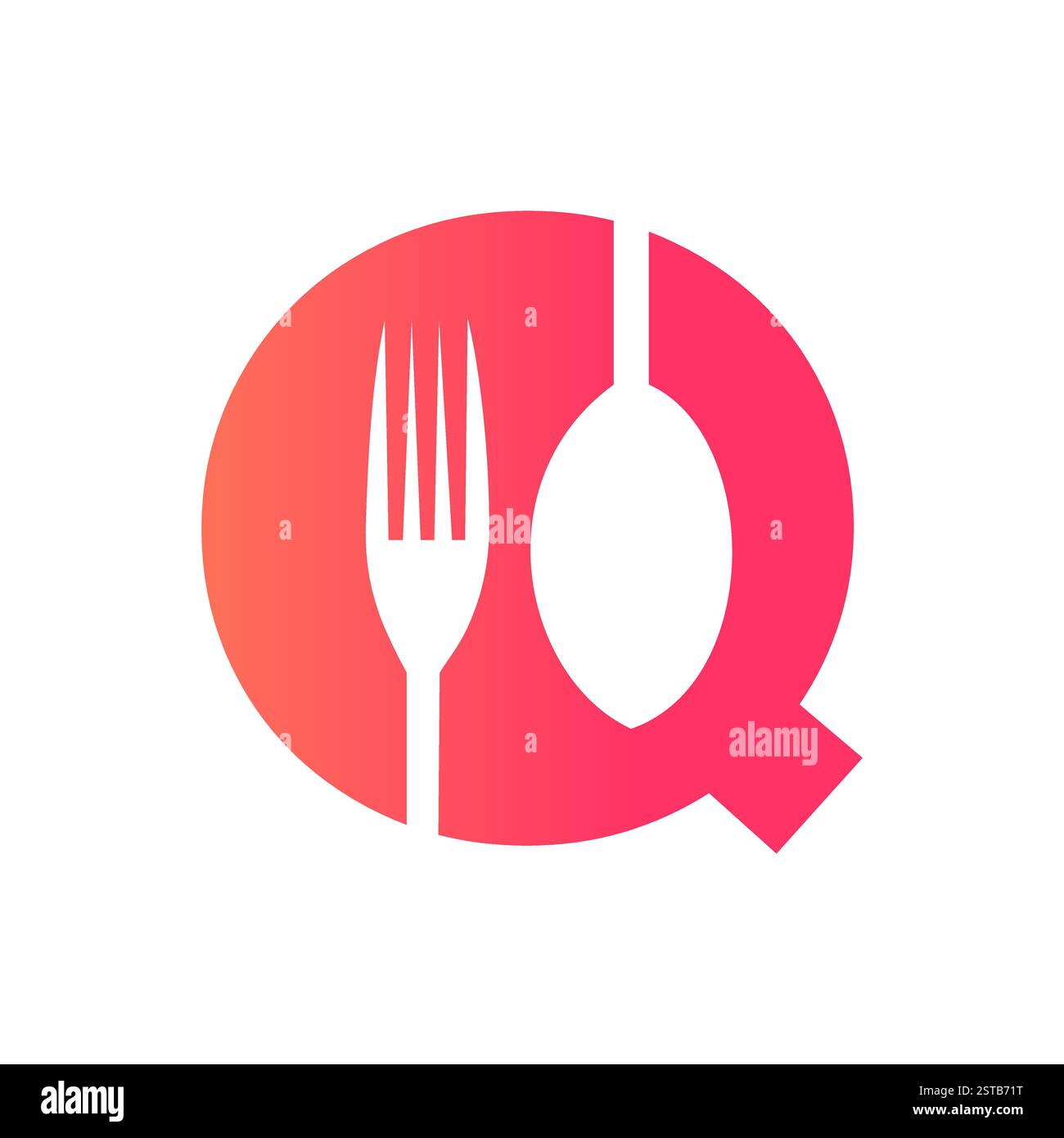 Initial Letter Q Restaurant Logo Design Konzept mit Gabel und Löffel Symbol Stock Vektor