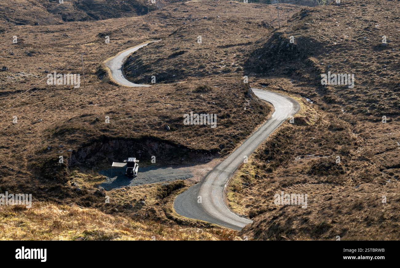 Camping mit Zelt-Box am Loch Torridon, Schottland Stockfoto