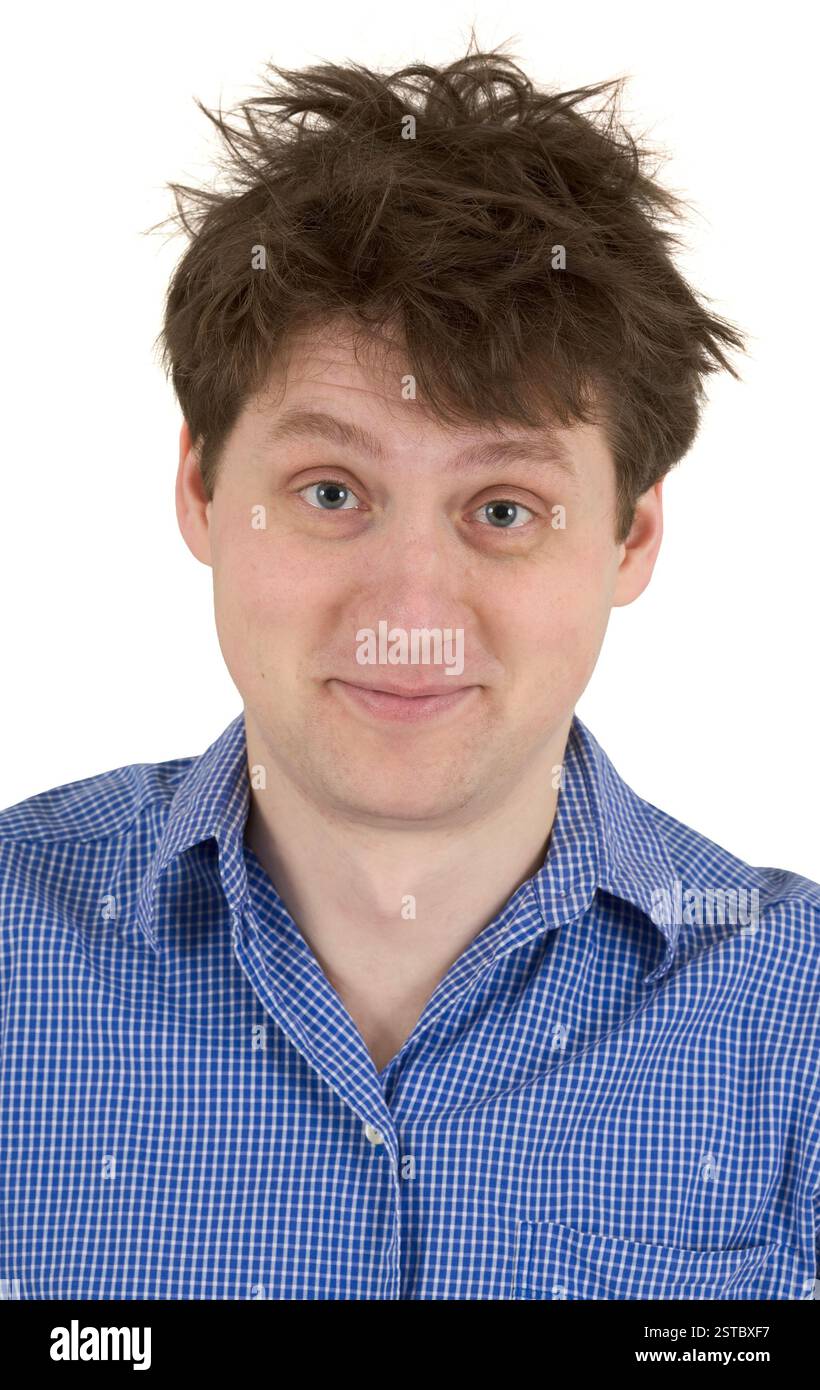 Männliches Porträt mit zotteligen Haaren Stockfoto