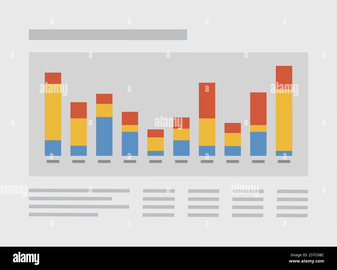 Finanzbericht mit Diagrammen und Daten: Bankwesen, Unternehmensführung und Investitionskonzept Stock Vektor