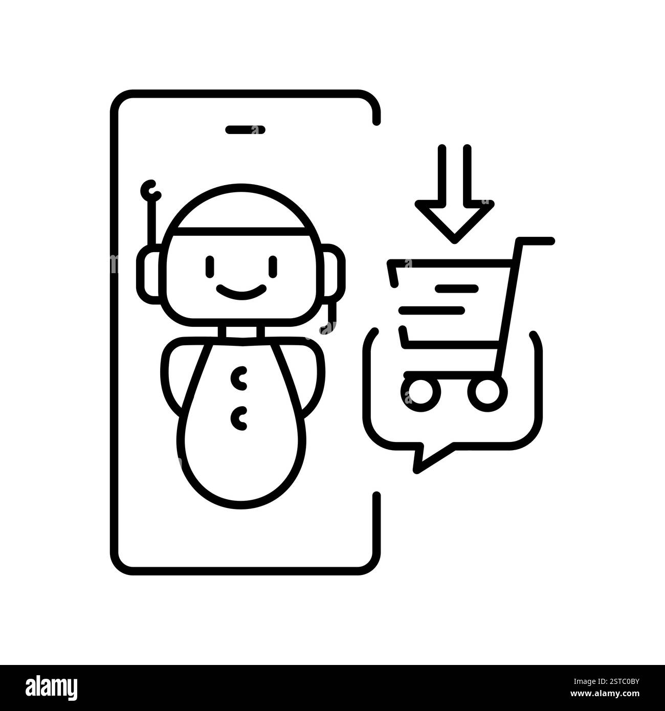 Symbol für KI in E-Commerce-Zeile. Vektorisoliertes Element. Bearbeitbare Kontur. Stock Vektor