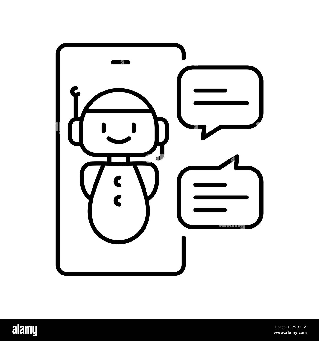 KI-betriebene Chatbots-Line-Symbol. Vektorisoliertes Element. Bearbeitbare Kontur. Stock Vektor