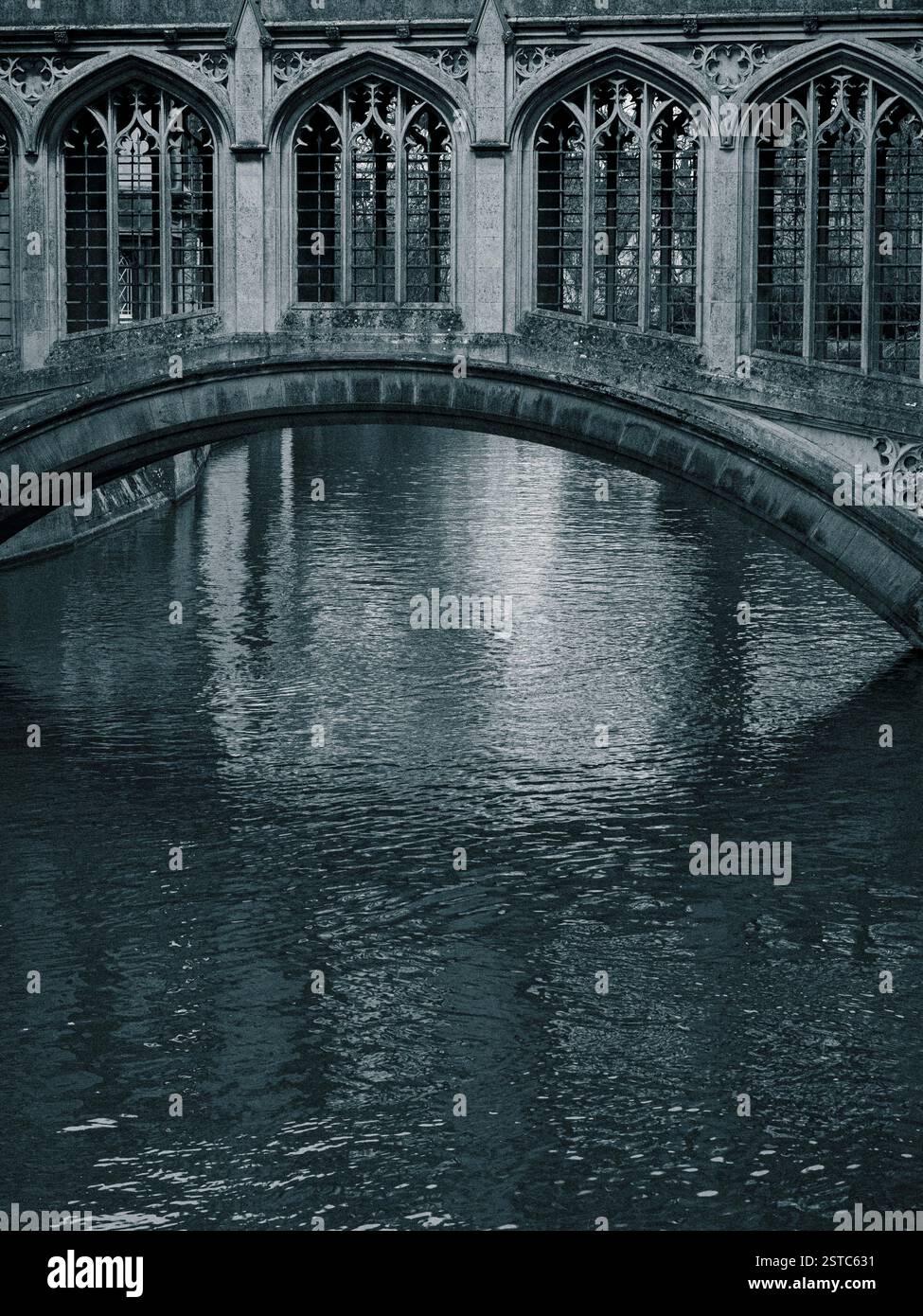 Schwarz-weiß-Landschaft, Seufzerbrücke, St Johns College, Universität Cambridge, Cambridge, Cambridgeshire, England, Großbritannien, GB. Stockfoto