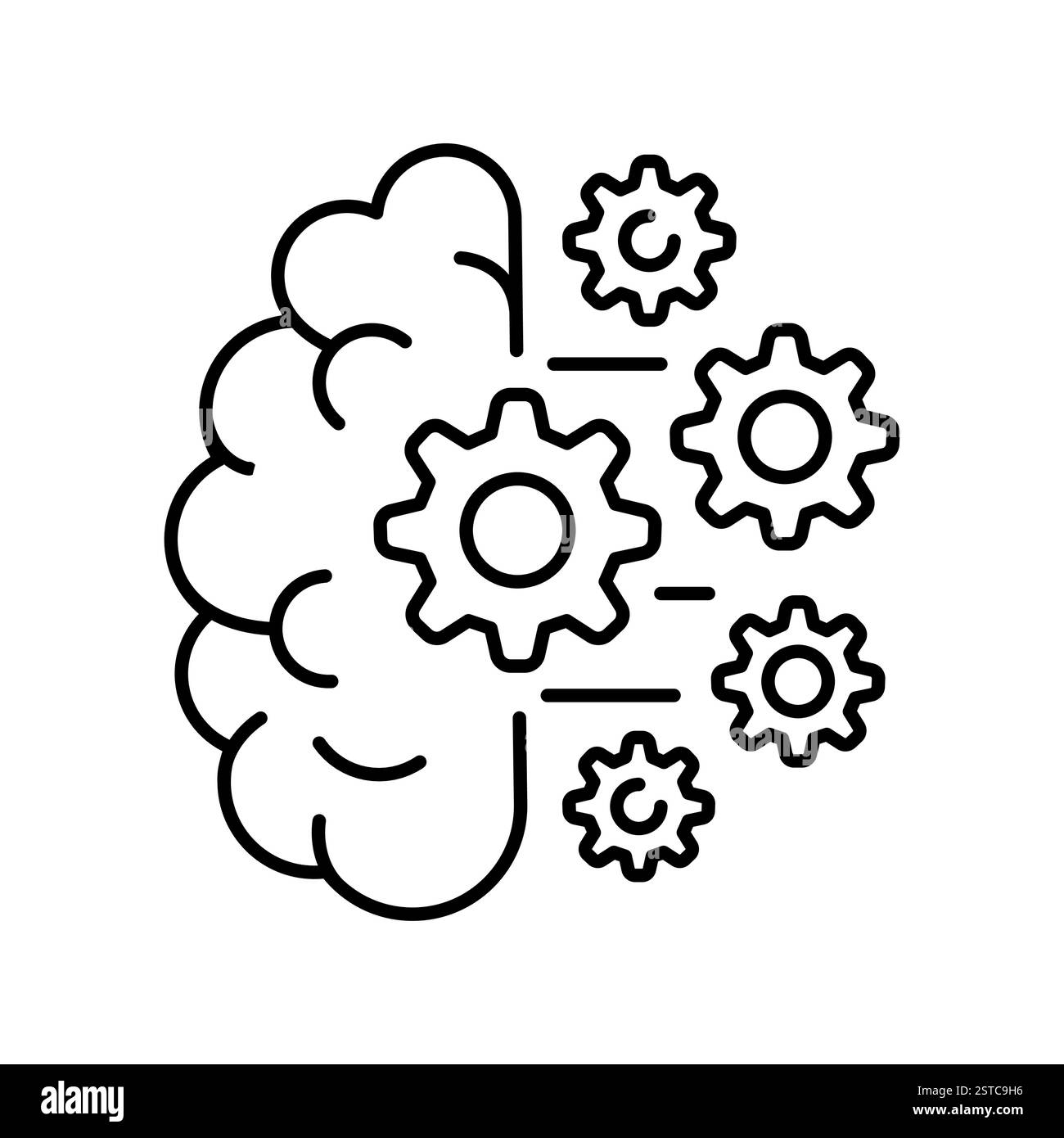 Zeilensymbol für maschinelles Lernen (ML). Vektorisoliertes Element. Bearbeitbare Kontur. Stock Vektor