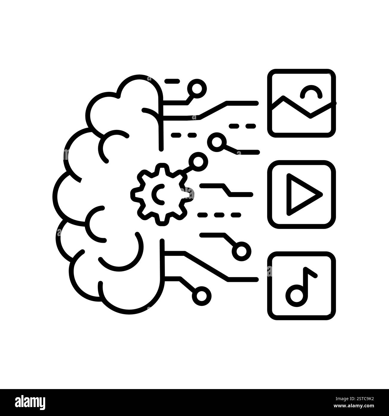 Generative AI-Zeilensymbol. Vektorisoliertes Element. Bearbeitbare Kontur. Stock Vektor