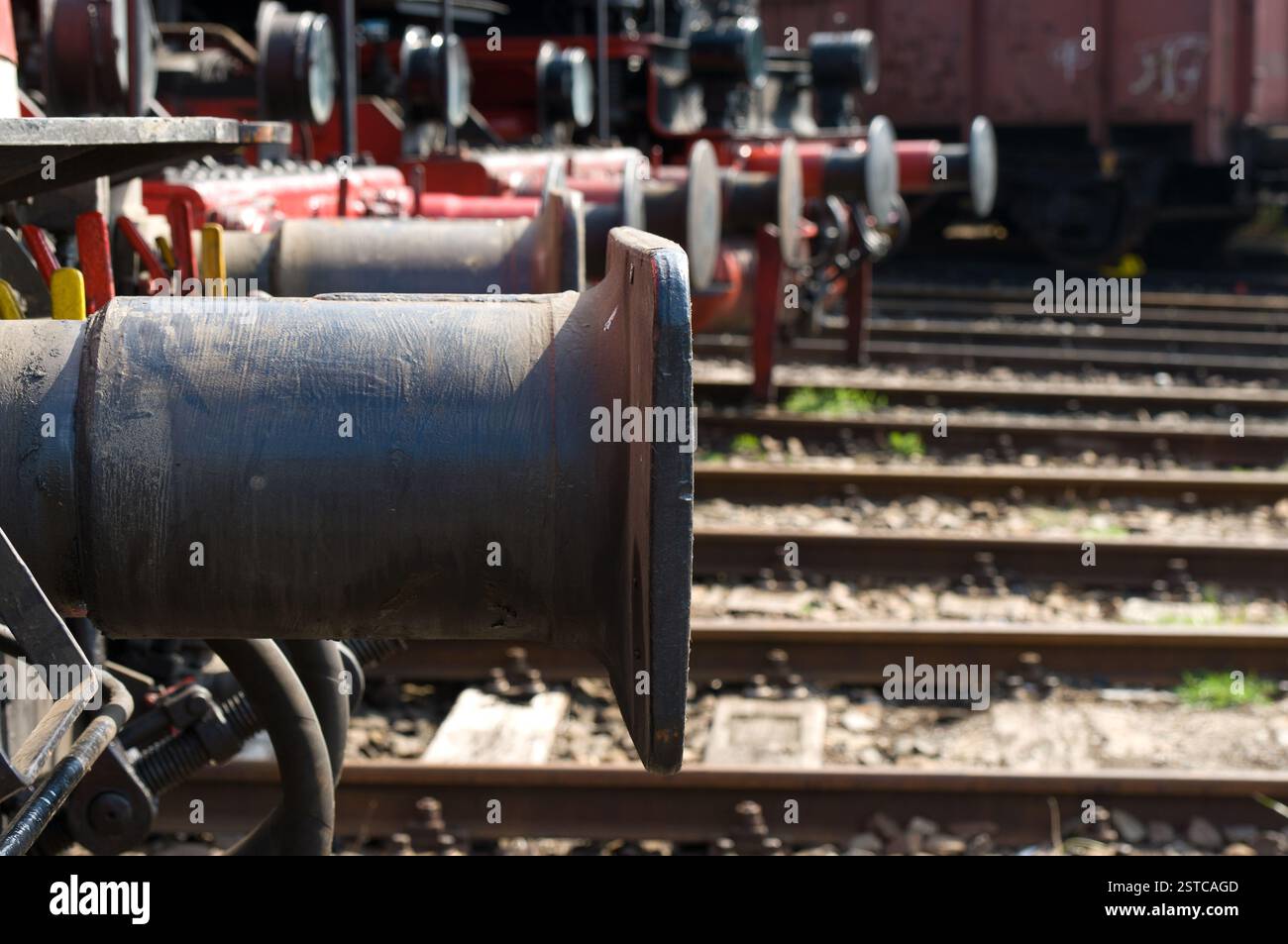 Bremse-Puffer-Dampflokomotiven Stockfoto