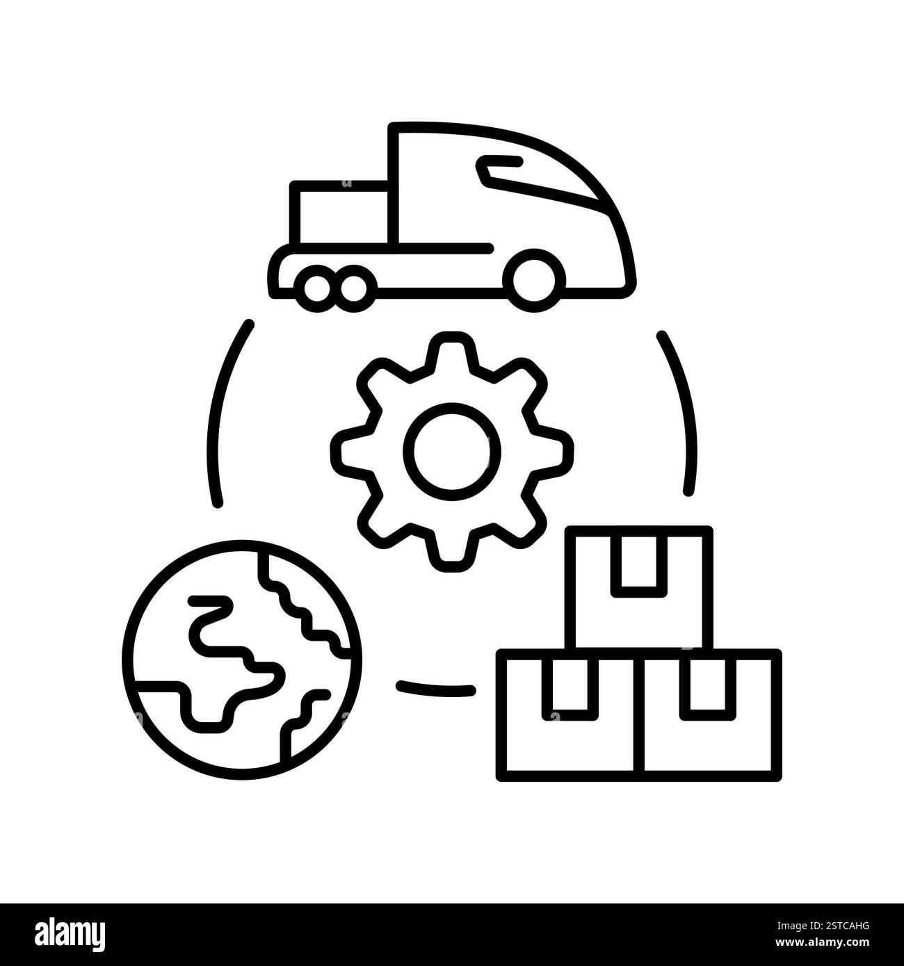 Symbol für Optimierungslinie der Lieferkette. Vektorisoliertes Element. Bearbeitbare Kontur. Stock Vektor