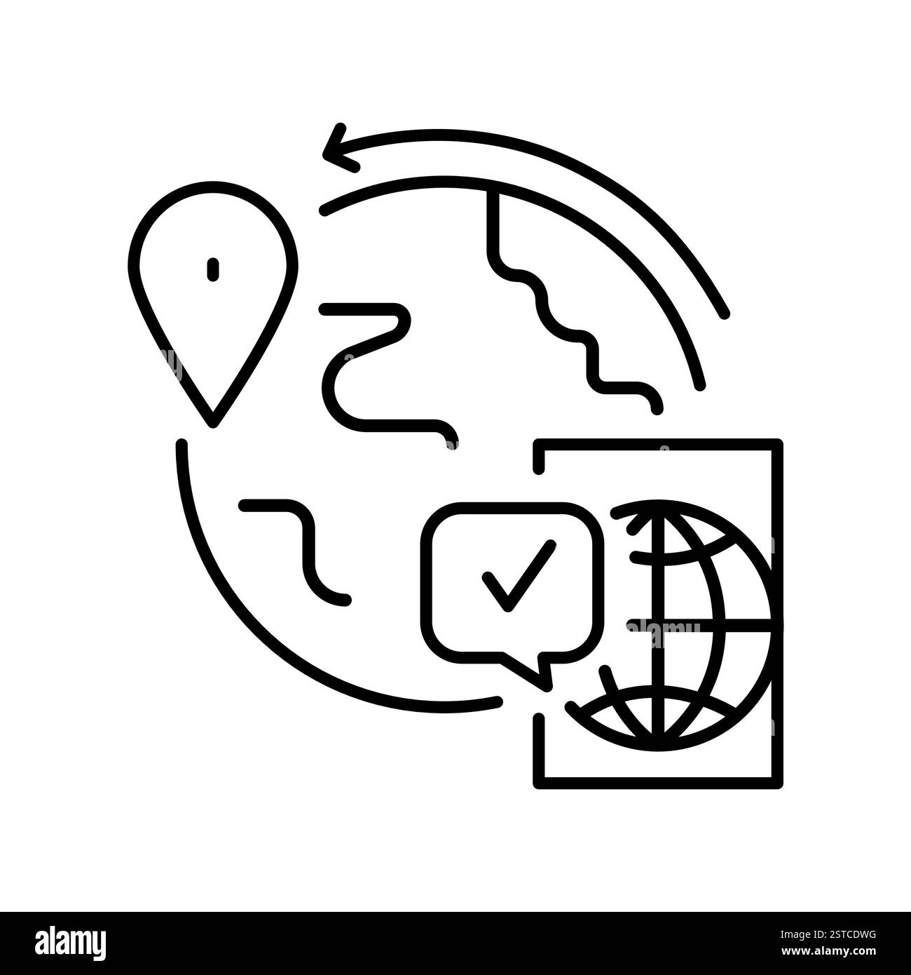 Symbol für legale Migrationslinie. Vektorisoliertes Element. Bearbeitbare Kontur. Stock Vektor