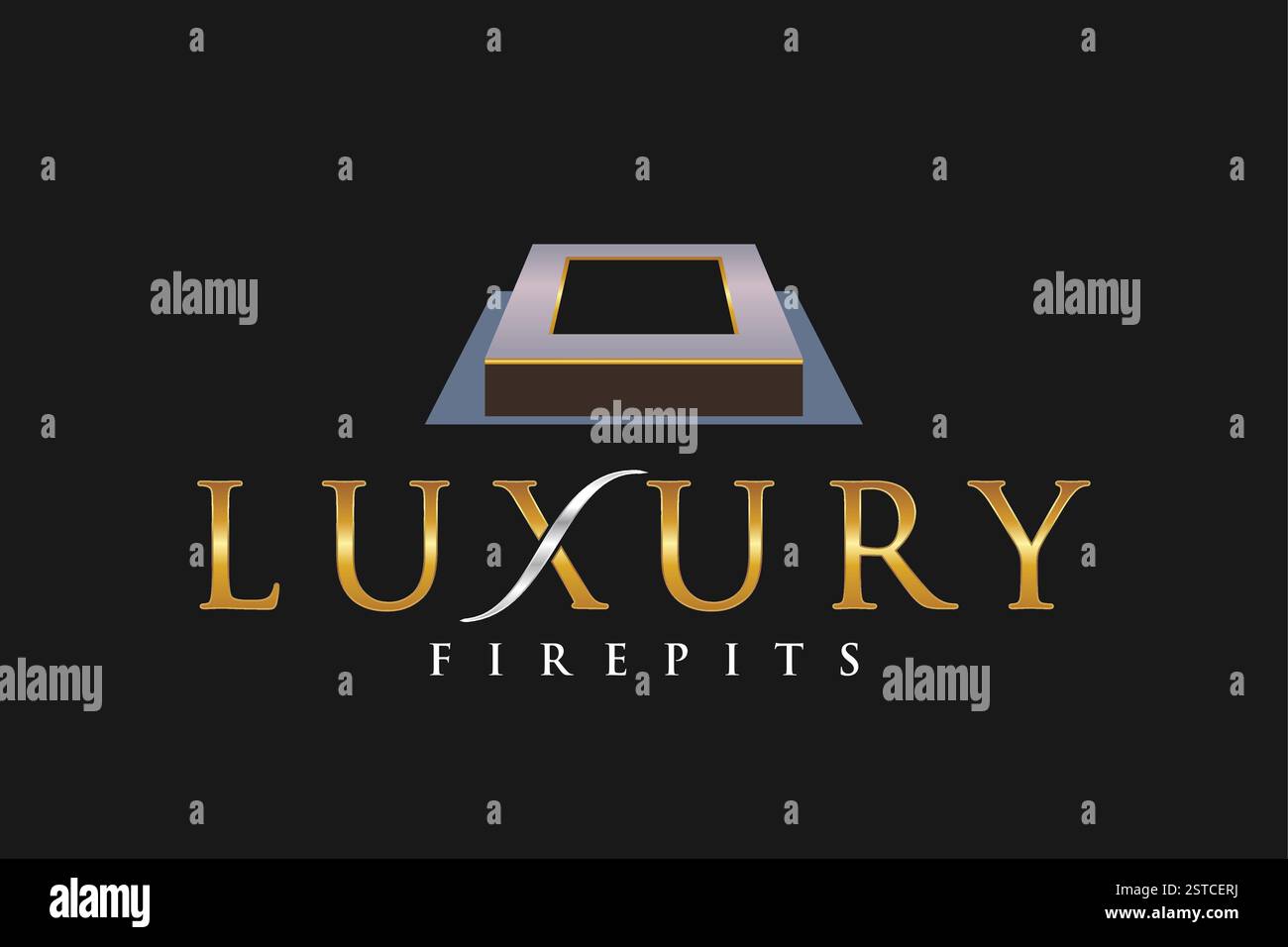 Luxuriöse Goldene Feuergrube-Logo-Illustration Stock Vektor