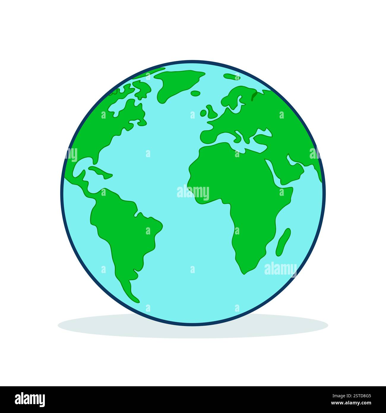 Symbol Masse. Planet Erde mit Kontinenten und Ozeanen, isoliert auf weißem Hintergrund. Globus-Symbol. Stock Vektor