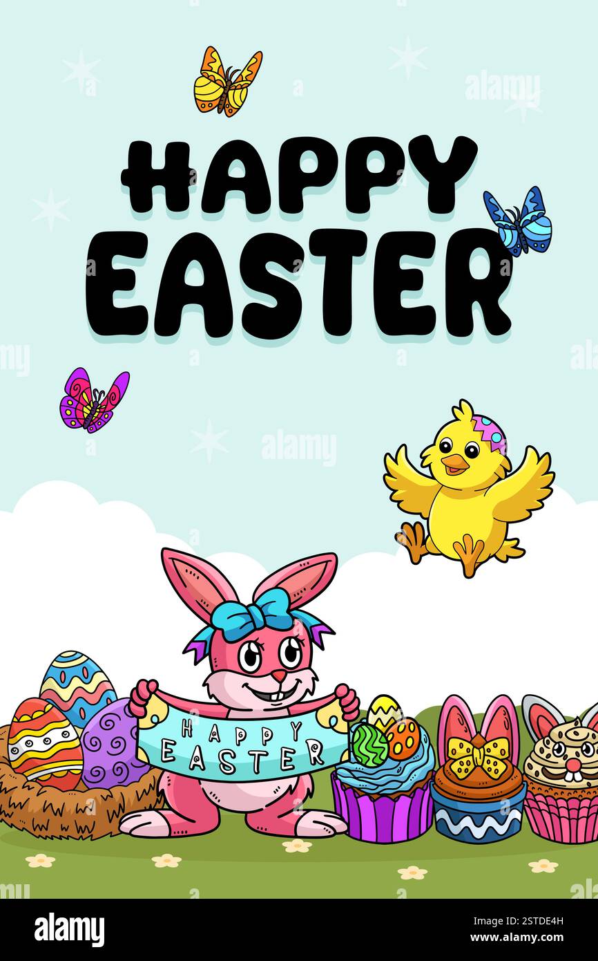 Happy Easter Egg Jagd Poster Vertikales Banner Stock Vektor