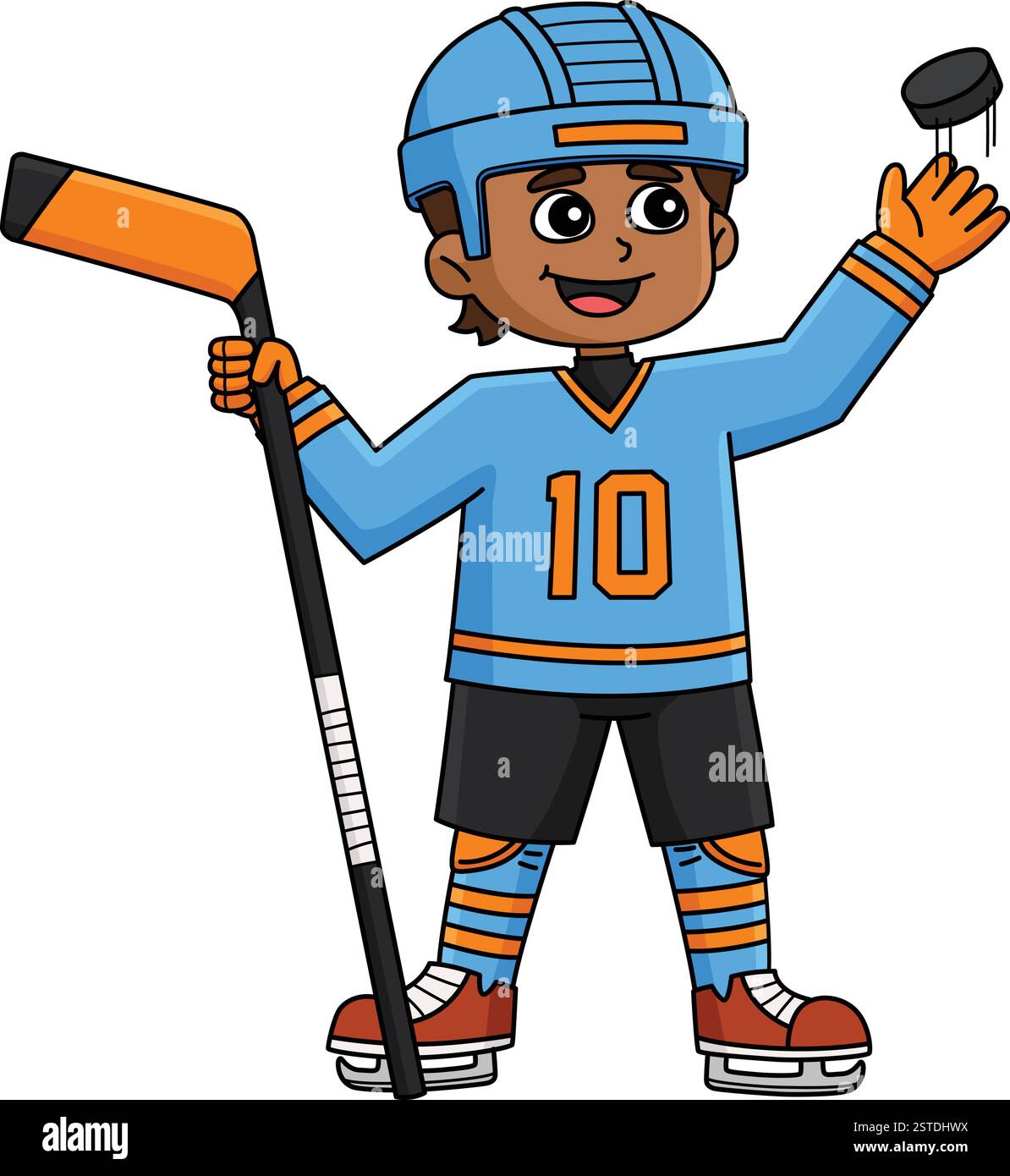 Eishockey Boy Spieler Cartoon Farbige Clipart Stock Vektor
