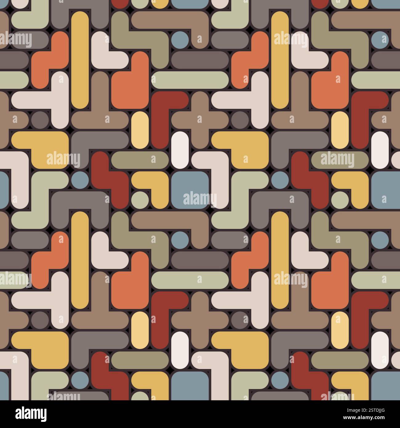 Abstrakte Tetris Hintergrund - Vintage nahtlose Farbmuster Stockfoto